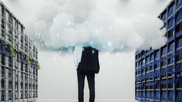 Businessman focusing on cloud migration strategy.